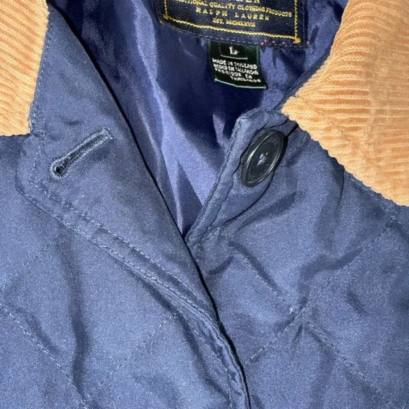 Vtg LAUREN Ralph Lauren Jacket Mens Large  Quilted Corduroy Trim Chore Barn Coat - Picture 3 of 10